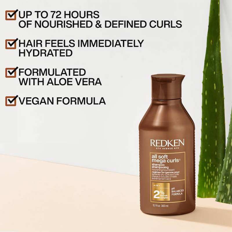 Redken All Soft Mega Curls Shampoo | redken curl shampoo aloe vera | vegan hydrating formula