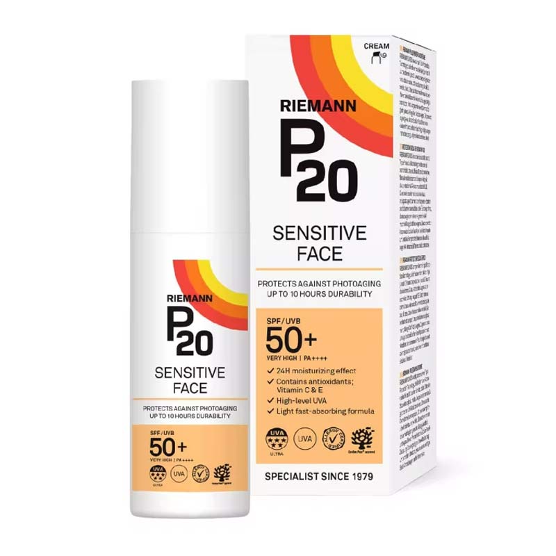 Riemann P20 Sensitive Face SPF 50+ Sun Cream | snesitive sunscreen for everyday use on the face