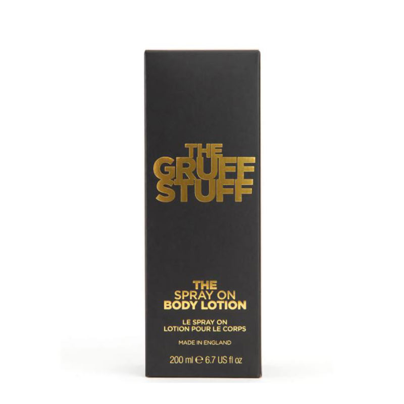 The Gruff Stuff Spray on Body Lotion Moisturiser Packaging