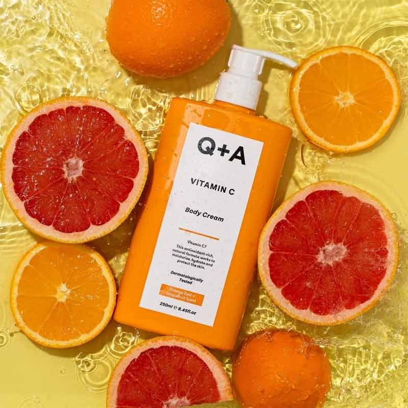 Q+A Vitamin C Body Cream | brightening body lotion orange